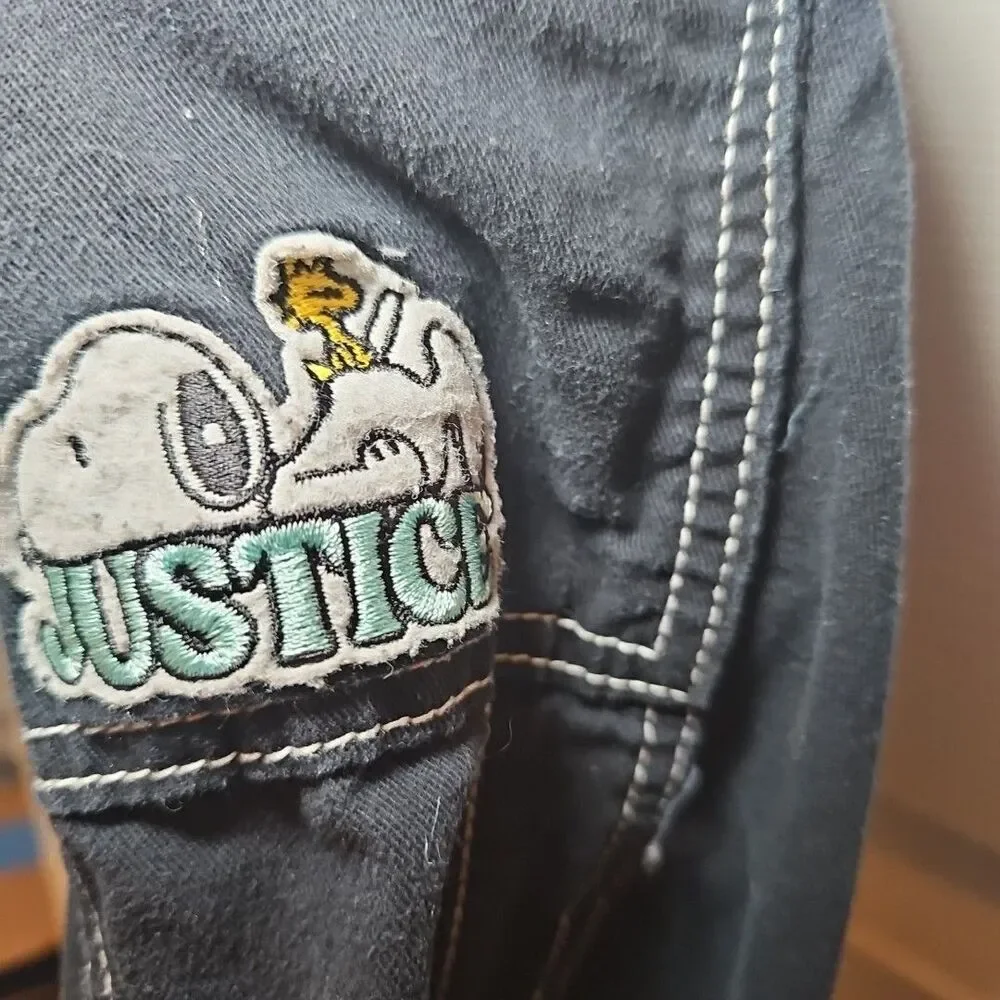 Justice Peanuts Snoopy Black Wide Leg Cargo Pants Girls Size 14